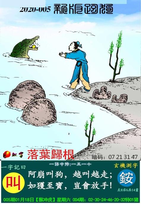 18期新版跑狗图一字记之曰:2020年011期跑狗图一字之曰随便说说